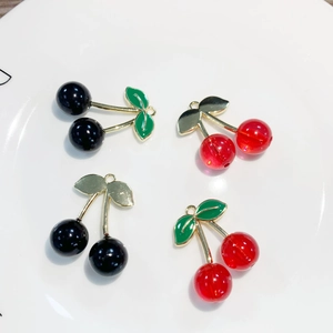 Alloy Enamel Cherry Fruit Charms Pendants For DIY Jewelry Making Earrings Necklaces Keychains Handbag Accessories
