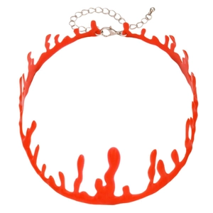 Halloween bloody choker necklace made of red silicone with adjustable metal chain