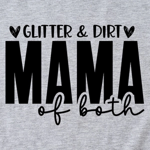 T-shirt gris Mama of Both avec lettrage pailleté et texture en coton doux de qualité