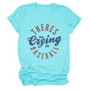 Classic crewneck baseball t-shirt in lake blue with retro graphic print design