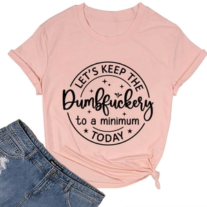Flat lay of pink cotton T-shirt with graphic print and knotted hem with denim shorts