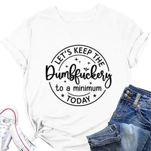 Flat lay of white cotton T-shirt with black slogan paired with jeans and canvas shoes