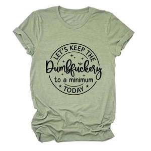 Detail of heathered sage green cotton t-shirt with roll-up sleeves and graphic print