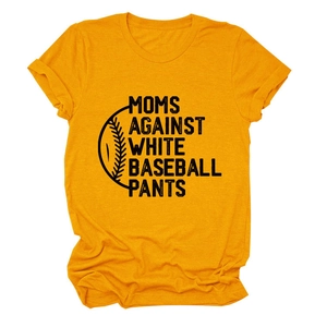 Détail du t-shirt jaune avec le slogan imprimé Moms Against White Baseball Pants mode