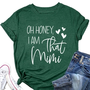 Flat lay of green Oh Honey I Am That Mimi t-shirt with denim jeans and sneakers