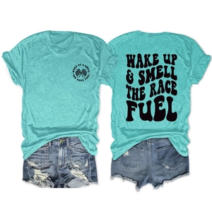 Ensemble t-shirt vert menthe sur le thème de la course avec imprimés recto et verso
