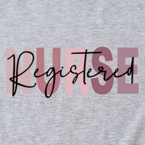 T-shirt in cotone grigio con stampa grafica rosa e viola Registered NURSE da donna