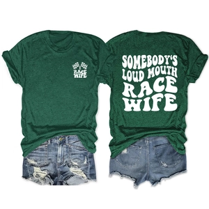 Deep green Somebody's Loud Mouth Race Wife oversized t-shirt with front and back prints
