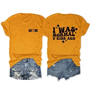 Women T-Shirt Funny Motherhood Slogan Letter Print Short Sleeve Crew Neck Cotton Blend Casual Streetwear Graphic Top