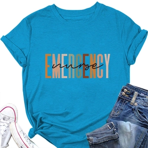 Sky blue Emergency Nurse T-shirt styled with denim jeans and canvas sneakers