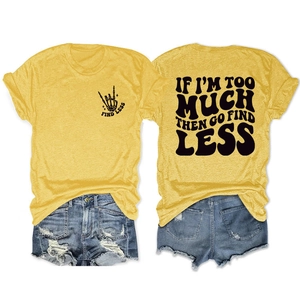 Détail recto verso du t-shirt jaune chiné avec imprimé graphique noir et lettrage stylé