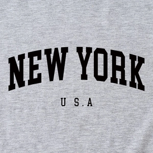 Women's grey New York USA graphic T-shirt with premium heathered knit texture