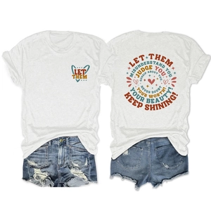 Front and back detail of white cotton T-shirt with Let Them Misunderstand vintage print