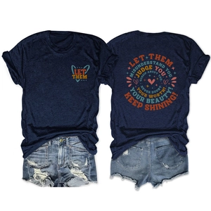 Navy blue t-shirt with heart graphic and light wash denim shorts casual summer set