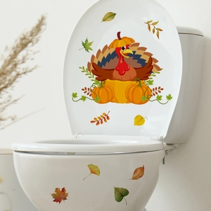 Thanksgiving turkey and pumpkin wall stickers for autumn bathroom toilet decoration