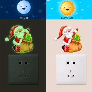 Adesivo murale Babbo Natale luminoso con effetto fluorescente notturno e diurno