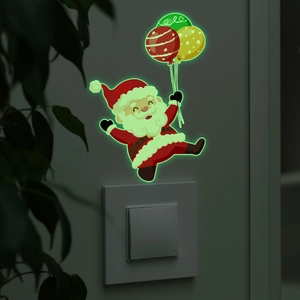 Adesivo murale Babbo Natale luminoso con palloncini brillanti su interruttore