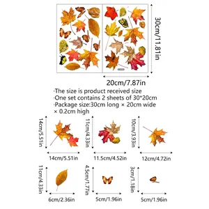 Stickers de fenêtre feuilles d'érable d'automne et papillons guide de taille 30x20cm
