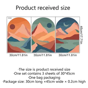 Nordic abstract landscape wall art set of 3 mountain prints, size 30x45cm each