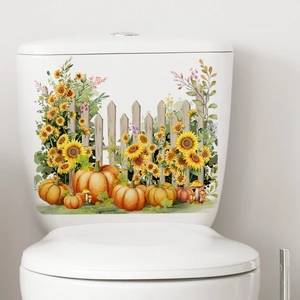 Herbstliche Kürbis und Sonnenblumen Aufkleber für Badezimmer und WC Wanddekoration