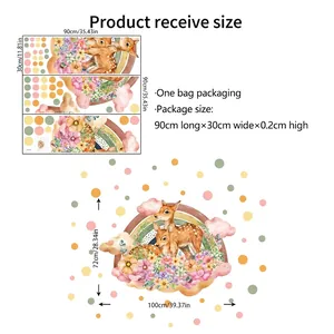 Size details of cartoon deer and rainbow wall stickers for children's room decoration