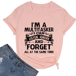 Detail of pink cotton T-shirt featuring a fun black graphic print and stylish side knot