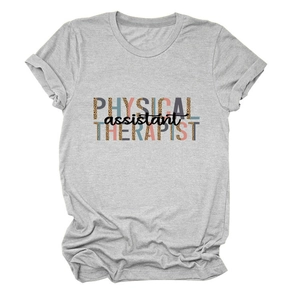 Detail of Physical Assistant Therapist text with leopard print and Morandi colors