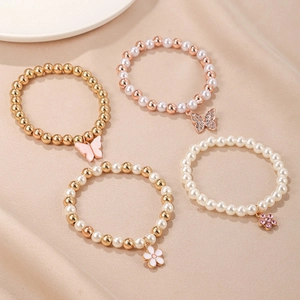 Ensemble de bracelets en perles pour enfants avec pendentifs papillon et fleur