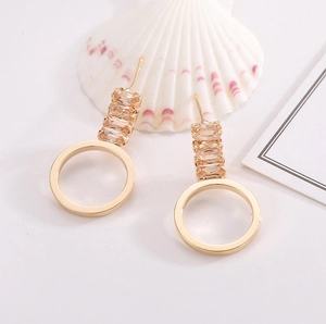 Boucles D'oreilles Géométriques Avec Tige En Argent Sterling 925 Rond Creux Cuivre Plaqué Or Zircon Pour Femmes