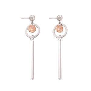 Elegant 925 silver dangle earrings with champagne zircon and geometric fringe pendant