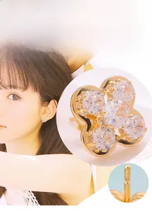 Gros plan de boucles d'oreilles trèfle en argent 925 avec zircons blancs brillants