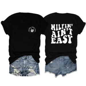 Women T-Shirt Short Sleeve Cotton Blend Skeleton Hand Graphic Print Round Neck Casual Streetwear Tops