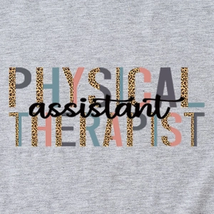Women Casual Cotton Blend Round Neck T-Shirt Short Sleeve Loose Fit Physical Therapist Assistant Leopard Graphic Print Top