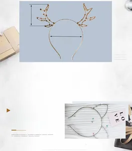 Detailed dimensions of Christmas reindeer antler headband with festive rhinestone accents