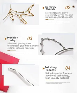 Detailed macro view of eco-friendly zinc alloy headband with crystal rhinestones and polishing