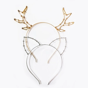 Festive Rhinestone Antler Cat Ear Headband Zinc Alloy Reindeer Hair Hoop For Women Girls Christmas Party Performance Jewelry