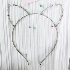 Silver cat ear headband with sparkling rhinestones for party and festive hair styling