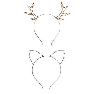 Sparkling Christmas reindeer antlers and cat ears headbands with rhinestones for parties