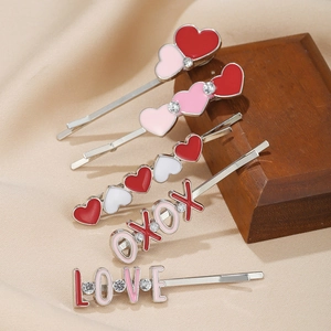 Pinces À Cheveux Coeur Colorées Alliage Émail Strass LOVE XOXO Lettres Épingles À Cheveux Accessoires De Cheveux Romantiques