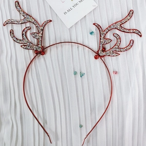 Serre-tête bois de renne rouge scintillant à paillettes pour fête de Noël et accessoire cheveux