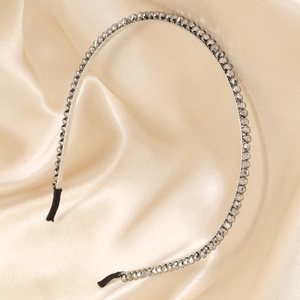 Serre-tête Élégant en Perles de Strass en Verre Serre-tête en Métal Argenté Mince Accessoires de Coiffure Scintillants pour Femmes Style Fête