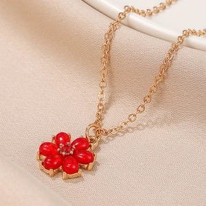 Alloy Pendant Necklace Flower Turtle Heart Cloud Rainbow Rhinestone Charm Elegant Jewelry For Women Daily Wear Elegant