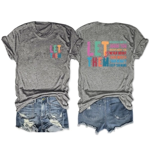 Vues avant et arrière du t-shirt gris avec impression colorée Let Them Misunderstand You