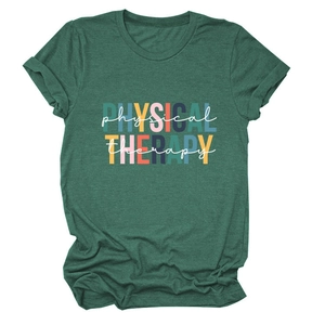 Détail de l'imprimé Physical Therapy sur t-shirt à manches courtes vert foncé