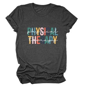 Détail de l'imprimé Physical Therapy sur T-shirt gris anthracite à manches courtes