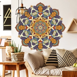 Bohemian large lotus mandala wall sticker for modern living room background decor