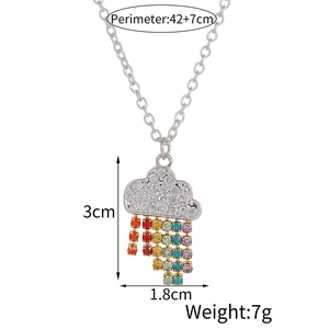 Sparkling cloud pendant necklace size detail showing 3cm height and 1.8cm width