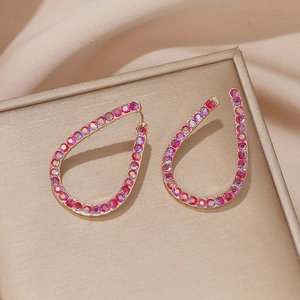 Eleganti orecchini a goccia dorati con strass in cristallo rosa AB scintillanti