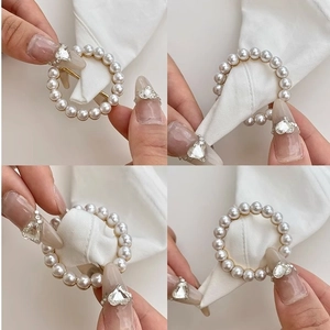 Eleganter Runder Legierungs Schalschnalle Mit Kunstperlen Und Strass Für Damen T-Shirt Knot Ring