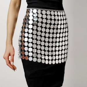 Jupe Mini À Paillettes Sexy Chaîne De Corps Maille Métallique Taille Haute Night-Club Rave Fête Danse Festival Accessoire Pour Femmes